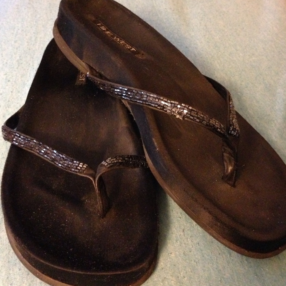 Fancy beaded flip flops